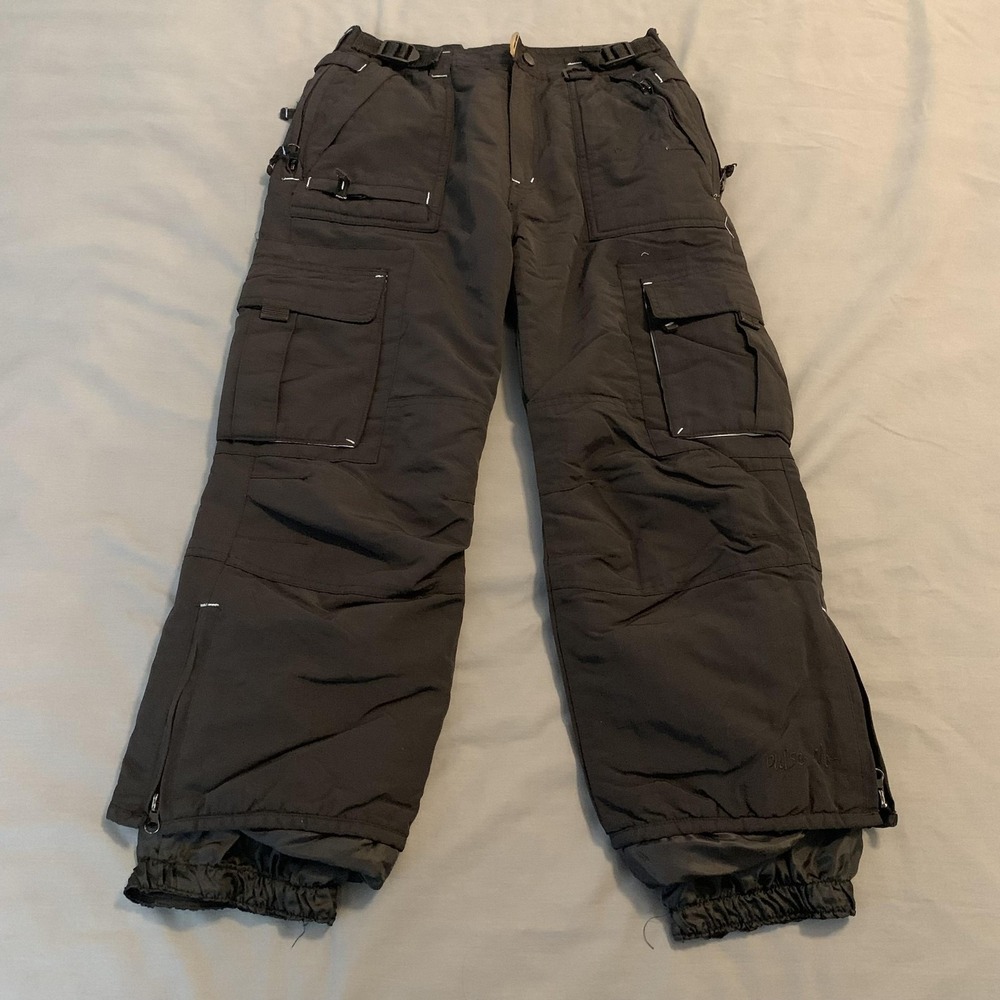 Pulse Ski Snow Pants Jr‎ Boys M Black Insulated Cargo Water Resistant Winter